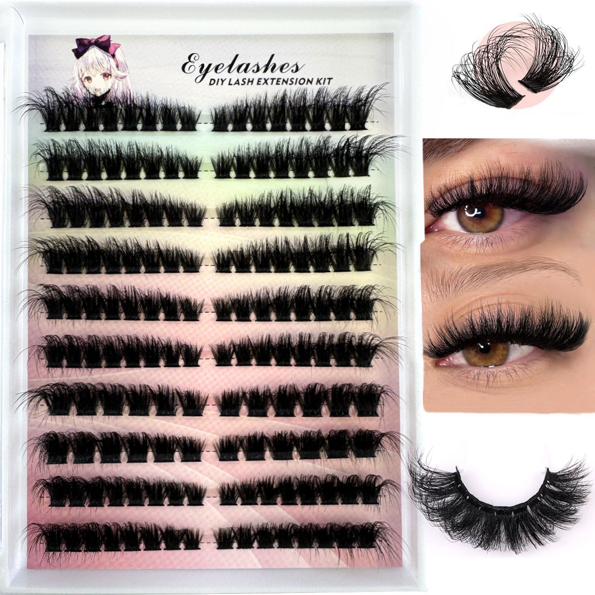 Eyelash Extension Cat Eye Wispy - Extension de Cils Segmentés Effet œil