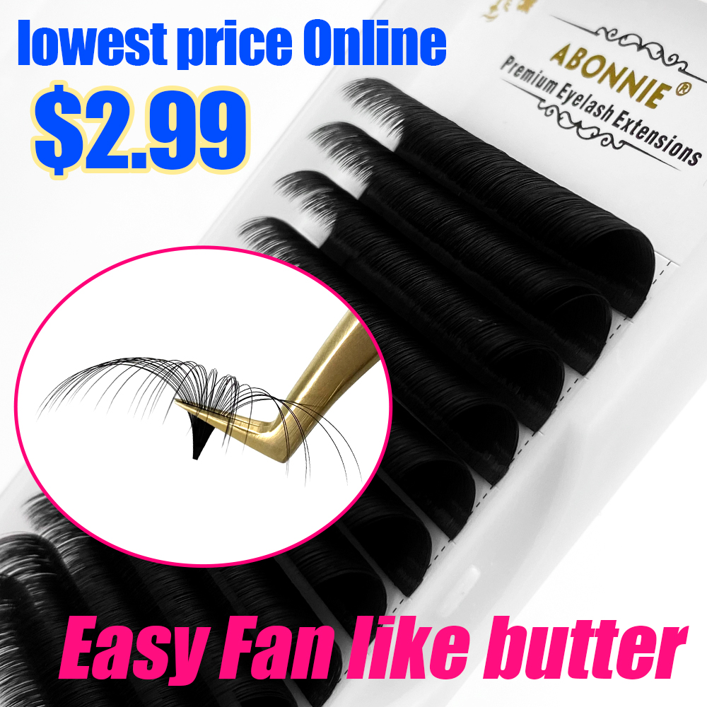 Eyelash Extension Human Hair - Abonnie 0.03-0.10mm cils en éventail faciles