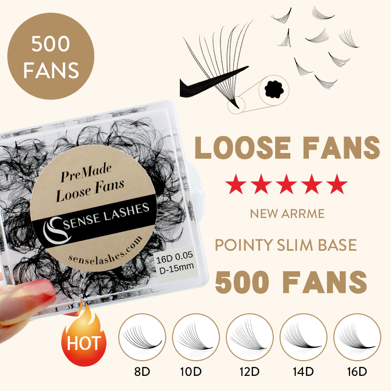 Eyelash Extension Medium - 500 ventilateurs faits à la main