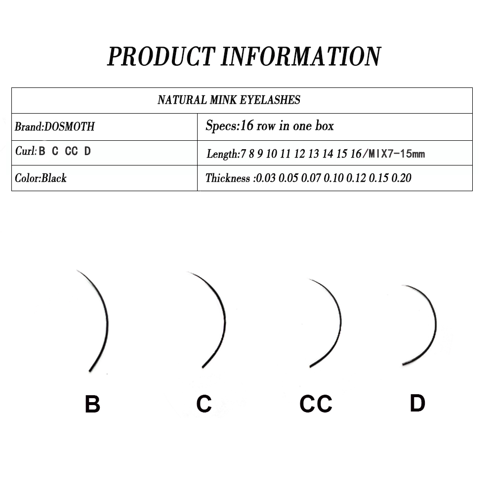 DOSMOTH 10 boîtes 16 rangées 7 - Eyelash Extension Human Hair avis et prix